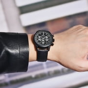 BENYAR Mens Quartz Watches Chronograph Leather Sports 42mm Wrist Watch for Men Casual Design Wristwatch