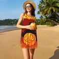 thumbnail image 3 of Yiaed Halloween Pumpkin Print Women's Sleeveless Dress, Loose Fit Summer Dress, Casual Sleeveless Dress for Women, 3 of 7