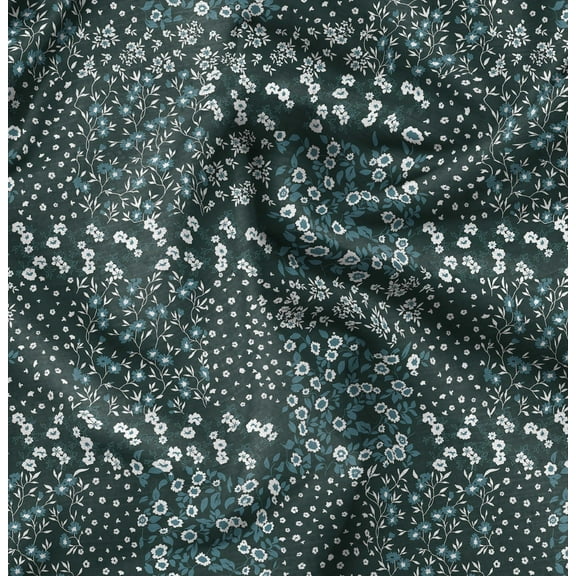 Soimoi Pure Silk Green Fabric By the Yard - 42 Inch Wide -Floral & Leaf Floral Pattern Fabric - Botanical and Elegant Designs for Various Uses Printed Fabric