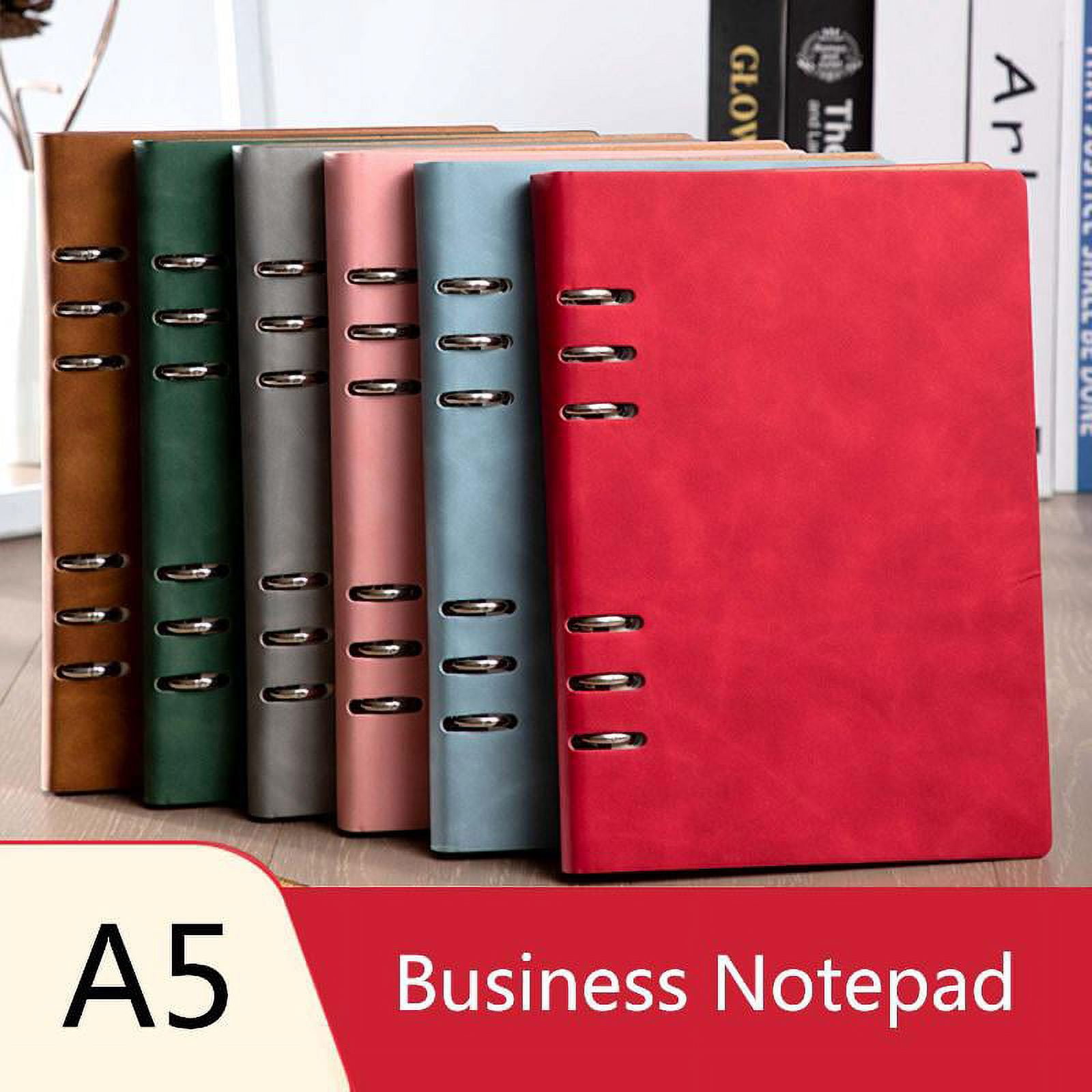 Sorrowso Practical 6 Ring Binder Planner Notebook A5 Refillable Loose Leaf Round Ring Journal Notepad with 100 Sheets Lined Paper