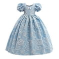thumbnail image 2 of Shldybc Toddler Girls Tulle Princess Party Dresses Baby Elegant Puff Sleeve Flower Bow Ruffles Birthday Party Gown Long Dresses, 2 of 9