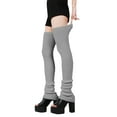 thumbnail image 4 of Chuancc Women's Thigh High Socks Over the Knee Cable Knit Boot Socks, Long Warm Fashion Leg Warmers Winter Gray C, 4 of 5