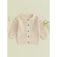 thumbnail image 3 of Musuos Baby Girls Knit Cardigan 3 6 12 18M Cute Long Sleeve Round Neck Solid Color Button Down Sweater Fall Tops, 3 of 10
