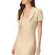 thumbnail image 4 of INSPIRE CHIC Chaqueta de Encaje Floral para Mujeres con Solapas y Mangas Cortas, Elegante Bolero Cardigan S Beige, 4 of 5