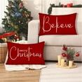 thumbnail image 5 of Christmas Pillow Covers 12x20 Set of 2,Merry Christmas Believe Decorations Pillows Decorative Throw Pillow Cases,Red Xmas Lumbar Cushion Covers for Winter Holiday Home Couch, 5 of 6