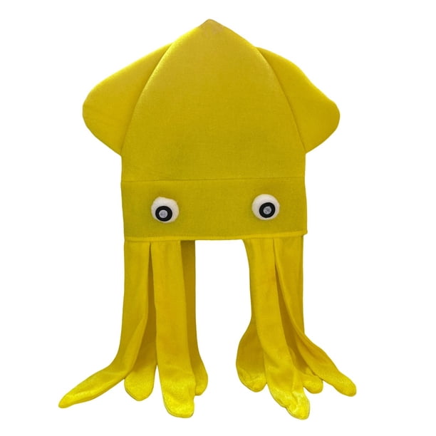 Sombrero con forma de pulpo, cómodo, decorativo y divertido para fiestas, tocado para cosplay. amarillo