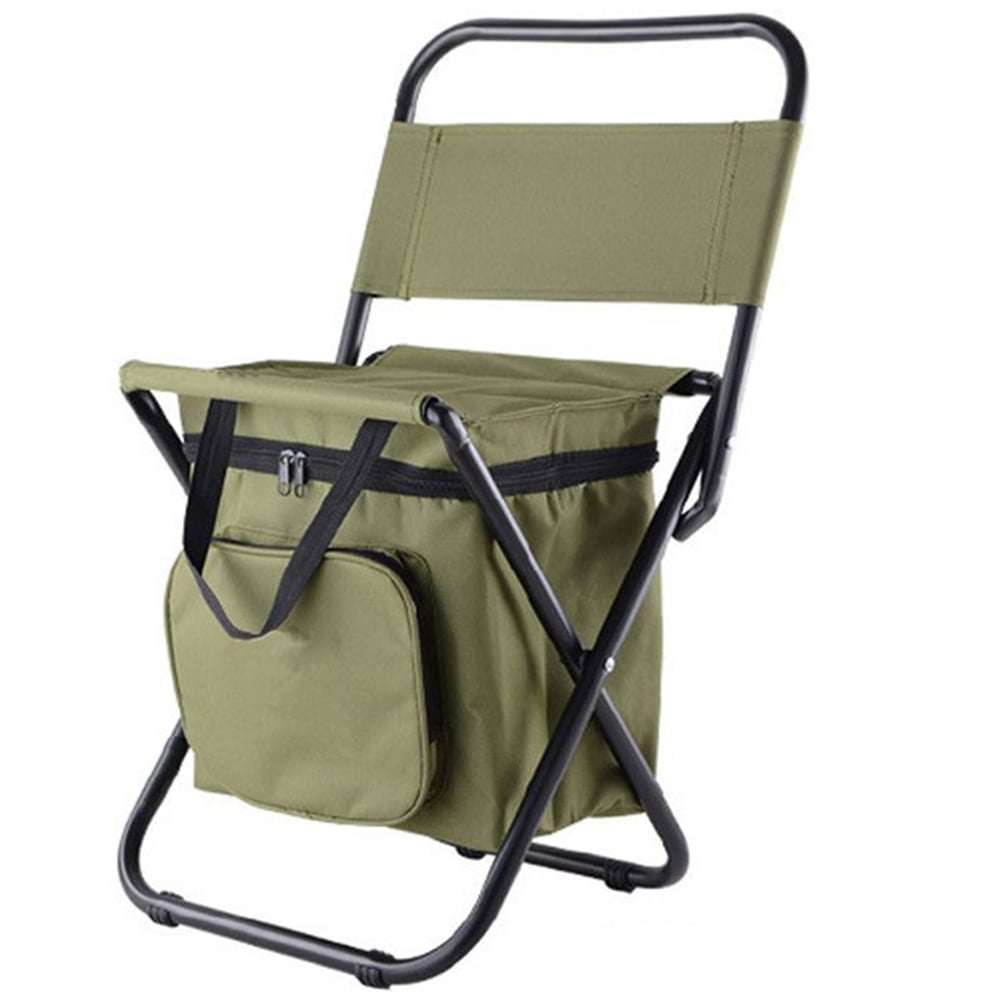 Outdoor Folding Chairs Fishing Chair Portable Camping Stool with Double  Layer Oxford Fabric Cooler Bag for Fishing Beach Camping