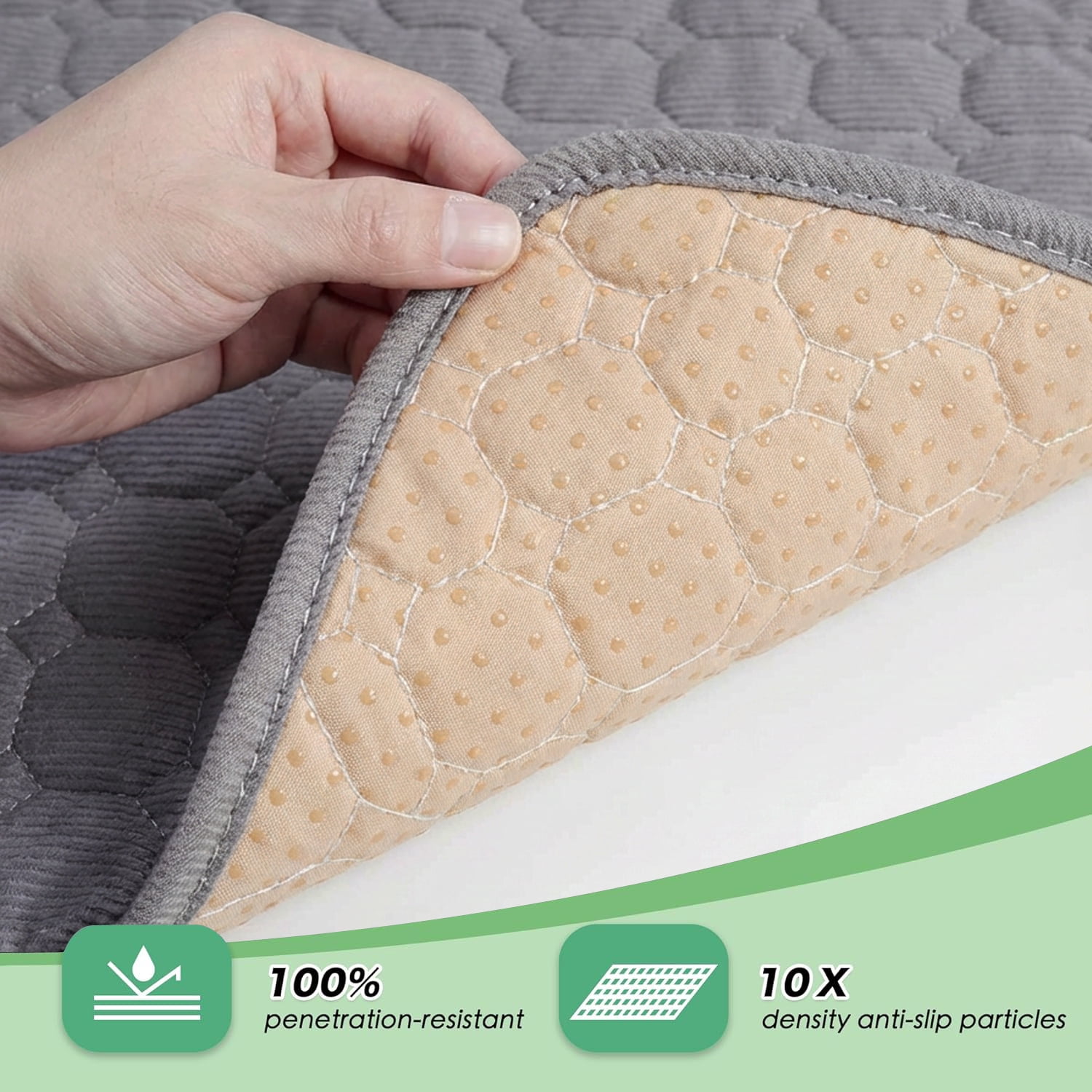 Large Dog Crate Mat,36 x 28 inch Dog Kennel Mat with Anti-Slip Bottom, Washable Soft Corduroy Dog Mat with Three-dimensional Texture and Durable Fine Hemming