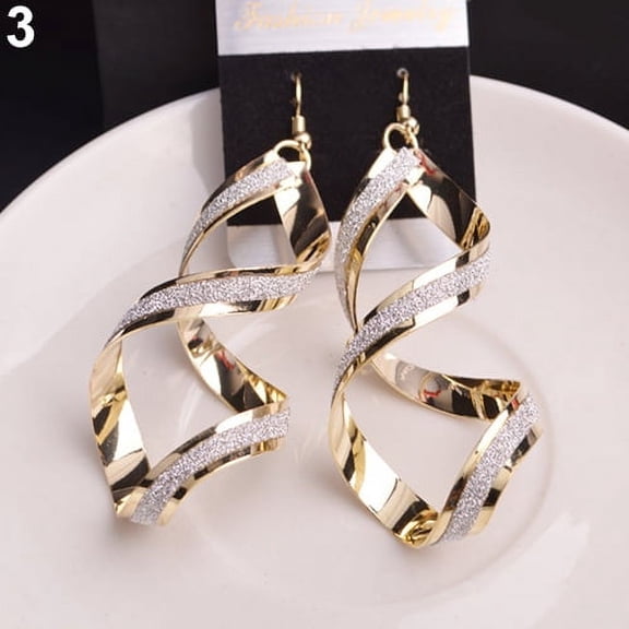 Ayyufe Women Spiral Scrub Hook Dangle Earrings Wedding Engagement Bridal