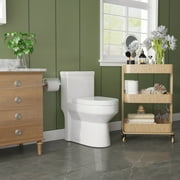 DeerValley 12 Rough-In White One Piece Toilet for Small Bathroom ,Ceramic Round Compact Toilet Dual Flush 1.1/1.6 GPF High Efficiency Water Saving Toilet Soft Close Seat Included