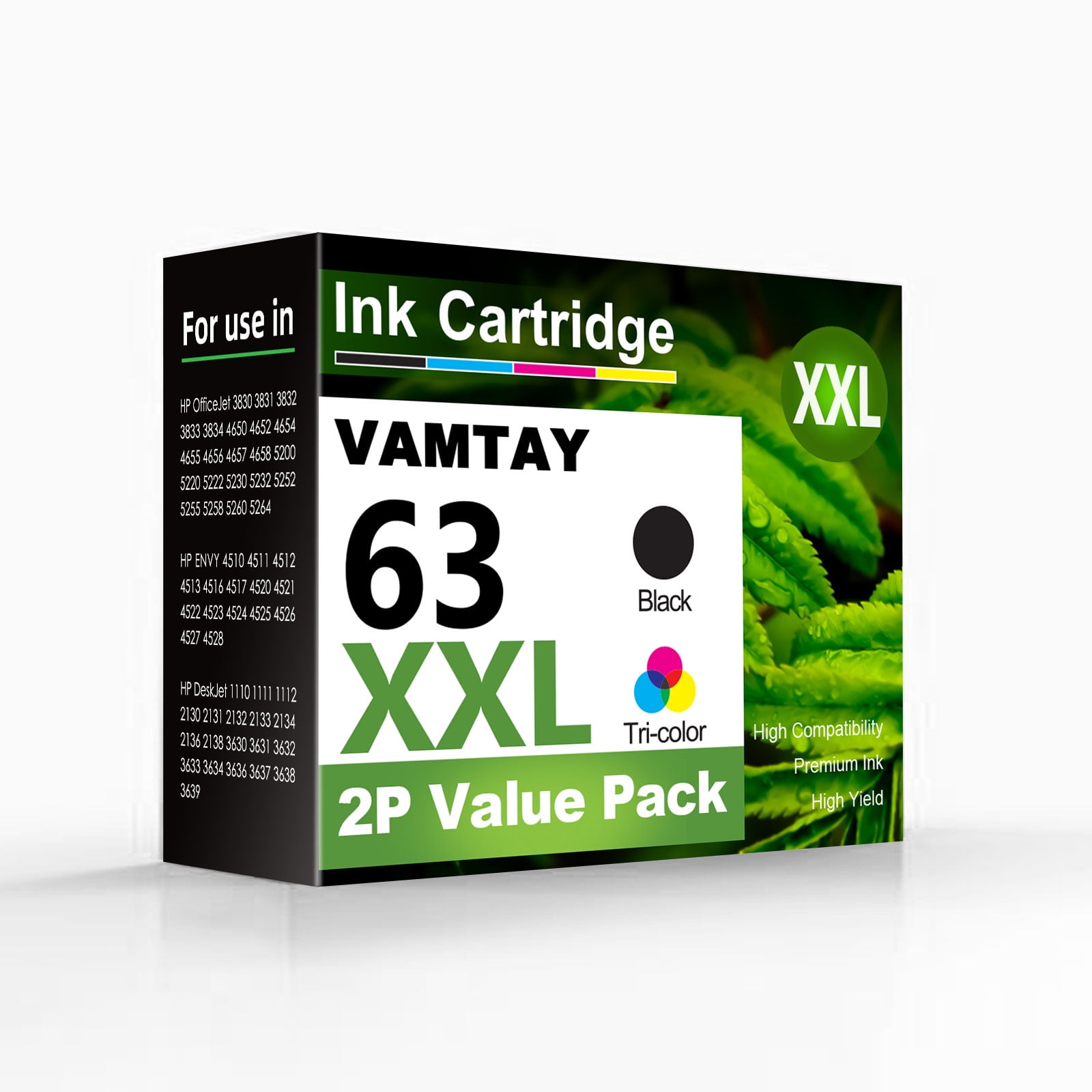 3 Pk 63XL Ink Cartridge for HP Envy 4512 4516 4520 4522 OfficeJet 3830 4650 5255 