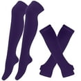 thumbnail image 3 of TRUBKH Leg Warmers Striped Sleeves Arm and Leg Warmers Long Fingerless Gloves Striped Knee Socks Striped Fingerless Gloves Purple One Size, 3 of 3