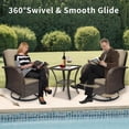 thumbnail image 5 of 3 Piece Patio Furniture Set, 2 Outdoor Swivel Rocking Chairs with Side Table, All-Weather Brown Rattan Bistro Set with Thick Cushions for Porch, Deck, Poolside, 5 of 9