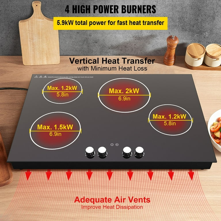 Doumigo Induction Cooktop, 4 Burner with Boost, 30 Inch Electric Cooktop,  Including Flexi Bridge Element, Max Power 4000W, 240V Fast Heat Induction