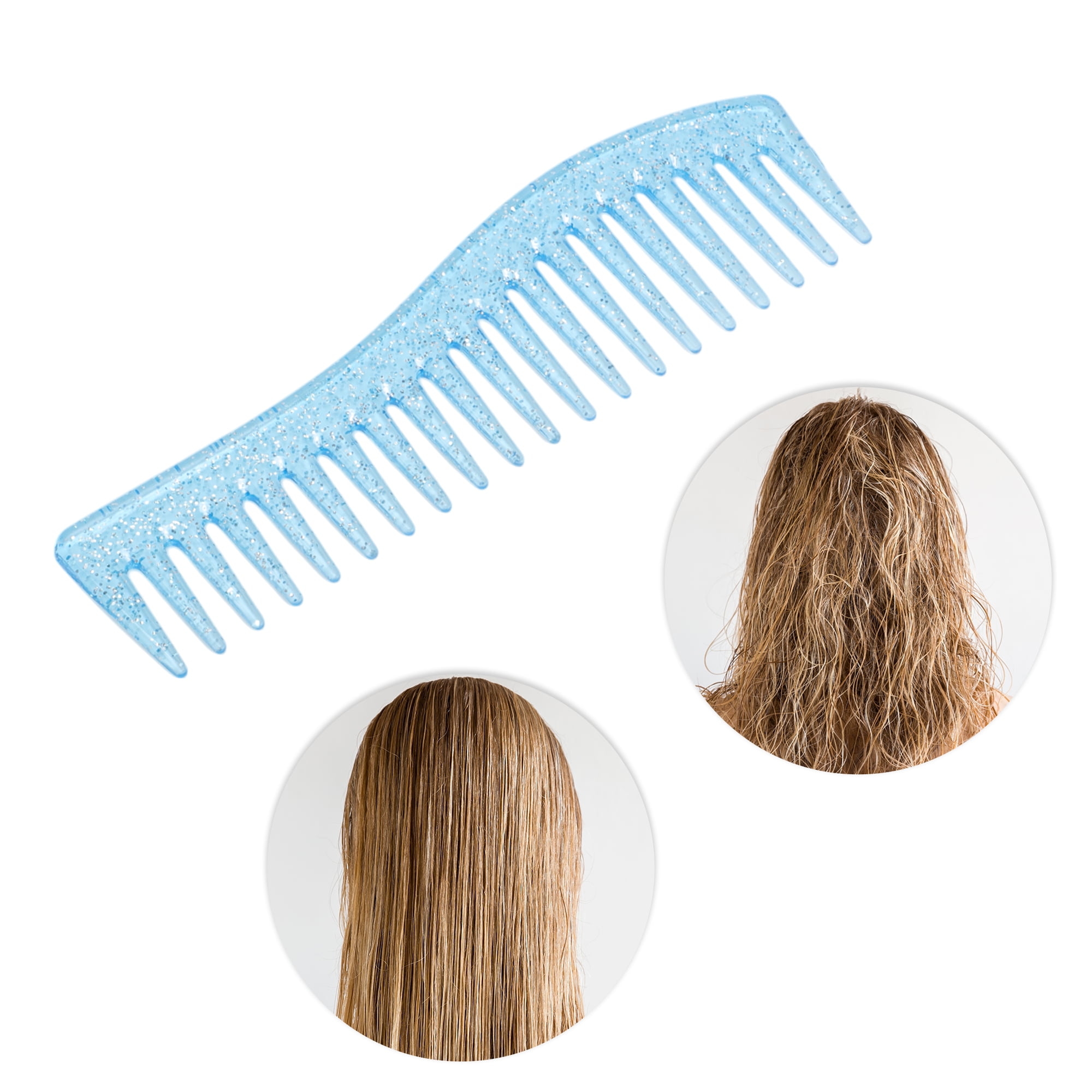 Unique Bargains 1 Pc Women Durable S Shaped Wide Tooth Straightening Comb Blue