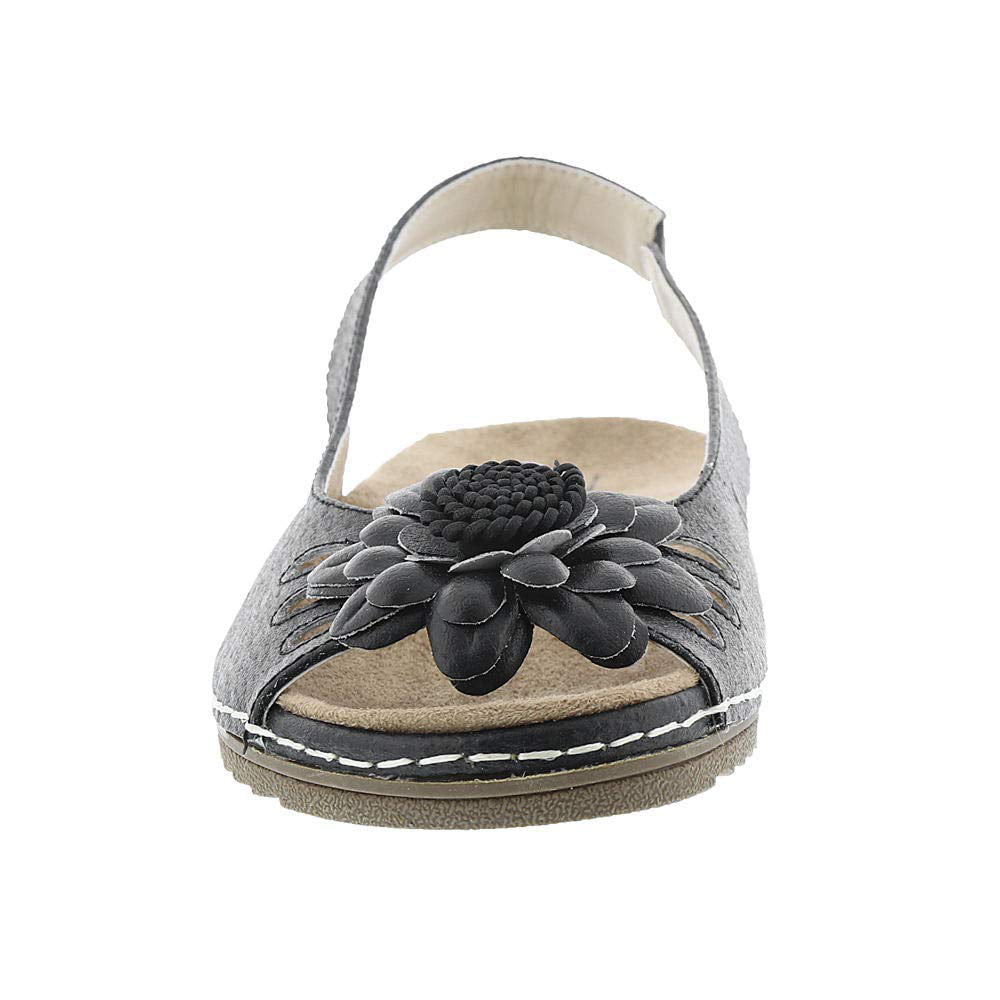 Size 7.0 Beacon Women's Shoes Sugar Leather Open Toe Casual Slingback Black