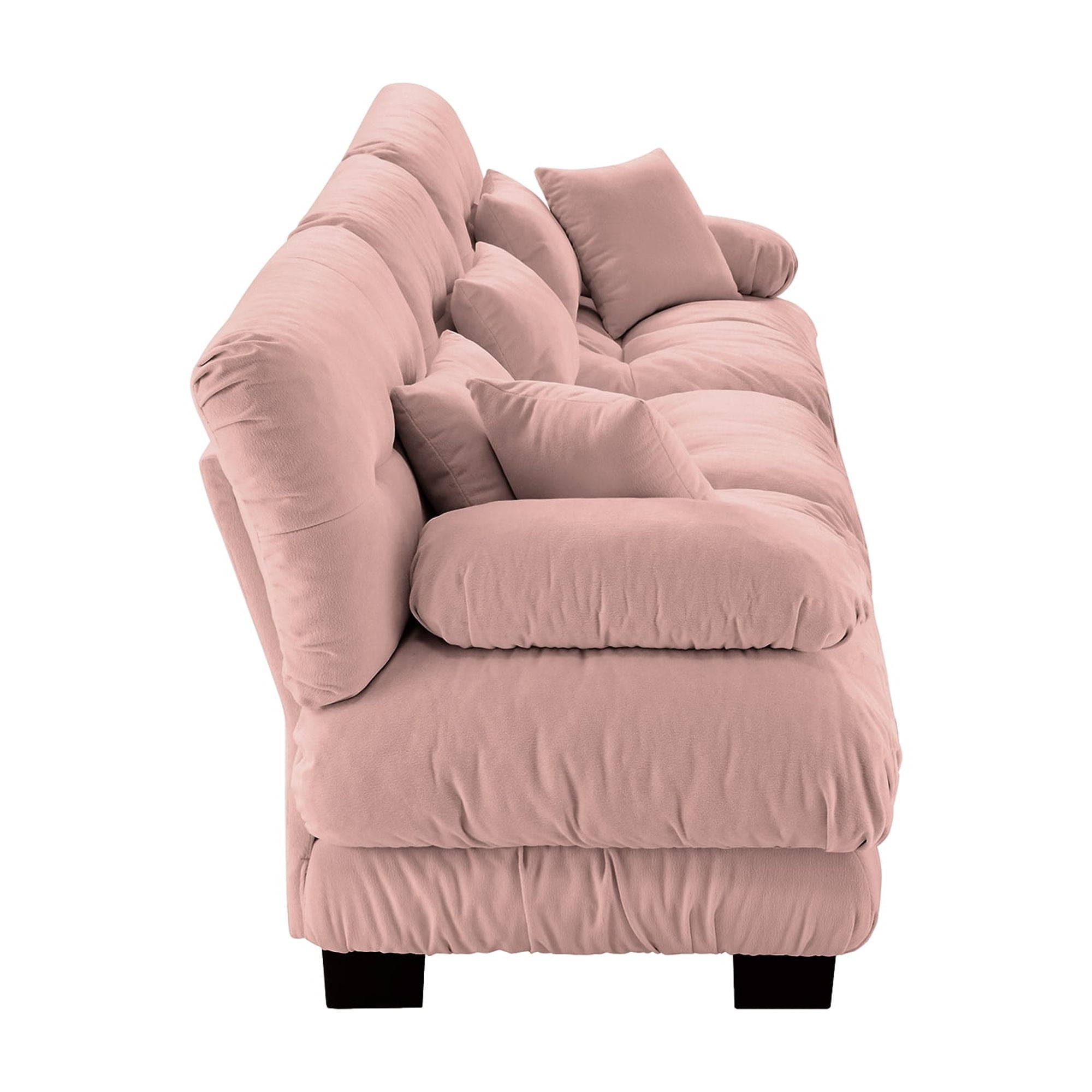 Gewnee Deep Seat 3-Seater Pink Chenille Sectional Sofa Modular Sofa Couch , Soft Comfy Upholstered Furniture for Living Room