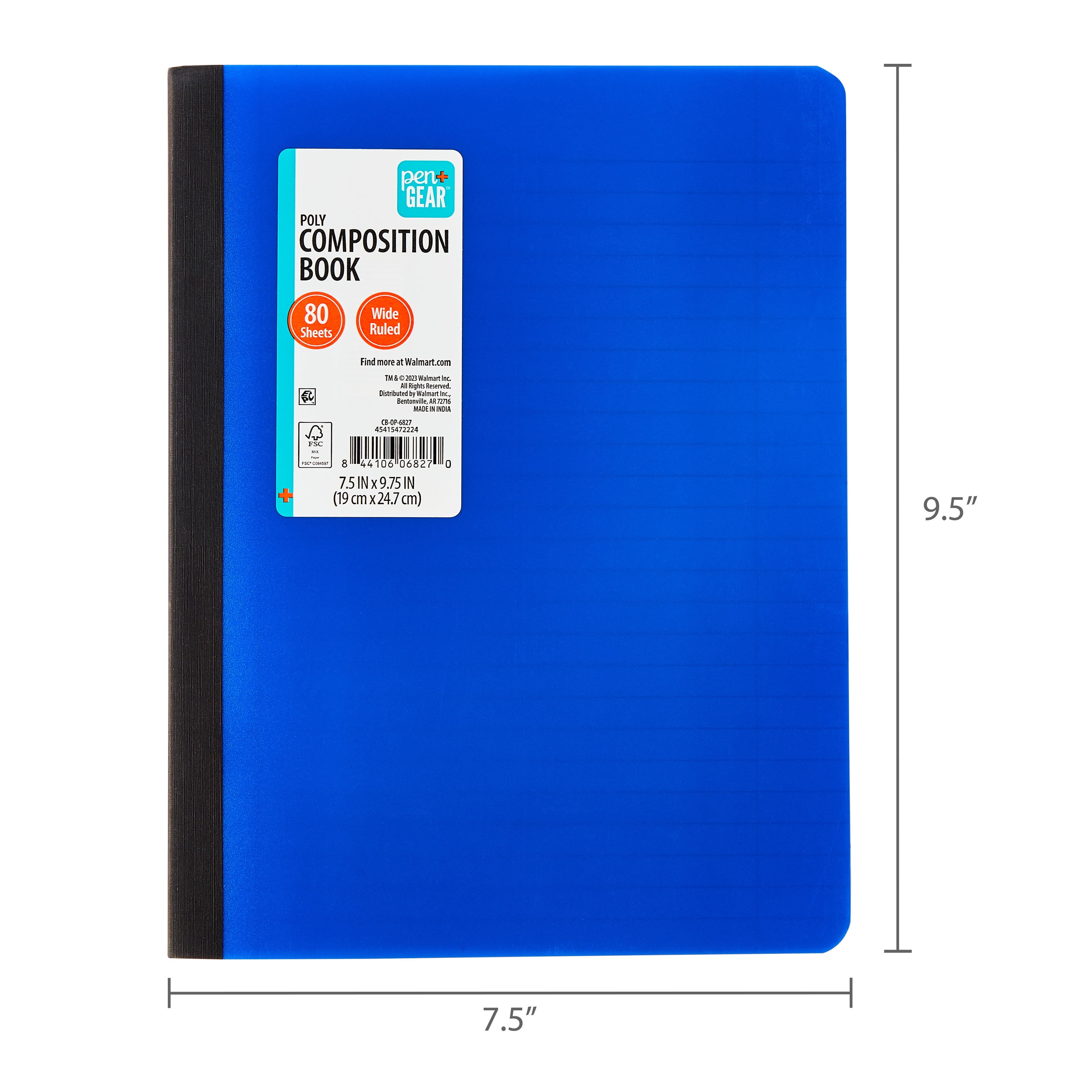 (16 pack) Pen+Gear Wide Ruled Poly Composition Book, 7.5" x 9.75", Blue, 80 Sheets