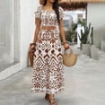 thumbnail image 2 of DHFJKG 2 Piece Skirt Sets For Women Boho Beach Vacation Clothes Summer Outfits Casual Short Sleeve Square Neck Crop Top Maxi Skirts Set Resort Wear Soft Outfit, 2 of 4