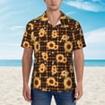 thumbnail image 2 of Rateoe Brown Plaid Sunflower Pattern Men’s Hawaiian Shirt – Short Sleeve Button-Down Tropical Beach Shirt, Lightweight & Breathable Casual Aloha Shirt with Pocket,Large, 2 of 7