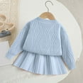 thumbnail image 5 of Toddler Girls Comfortable And Warm Sweater Set Girls Fashionable And Sweet Knitted Cardigan Half Skirt Set Long Sleeve Sweatshirt Tops Pants Set 1t 2t 3t 4t 5t 6t (2-3 Years,Blue), 5 of 5
