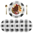 thumbnail image 5 of Ryvnso Black Grey White Checkered Pattern Round Plate Mats Dining Table Placemat Set of 4 for Holiday Decoration, 5 of 7
