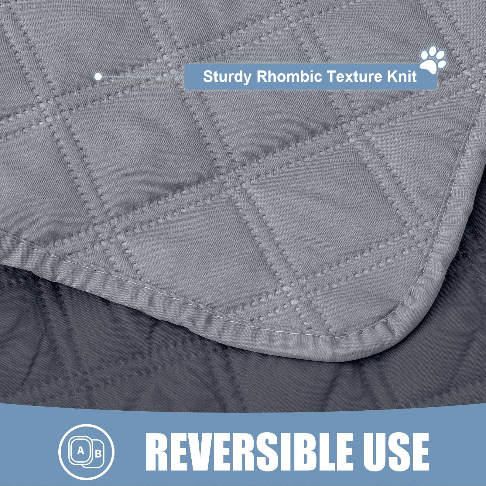 Smiry Waterproof Pet Couch Covers, Washable Dog Blankets for Couch & Bed, Reversible Sofa Cover for Living Room (82x120 Inch, Grey/Dark Grey)