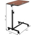 thumbnail image 3 of FCH 23.6 Inch Rolling Adjustable Multifunctional Lifting Computer Desk, Tilting Desktop, Sit Stand Laptop Desk TV Tray for Bed Sofa Hospital Reading Eating, Brown, 3 of 9