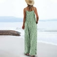 thumbnail image 4 of Wide Leg Jumpsuits for Women Dressy Casual Summer Rompers Smocked Sleeveless Floral Jumpers with Pockets Green L, 4 of 6