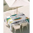 thumbnail image 3 of 52x70 Inch Outdoor Tablecloth with Umbrella Hole Zipper Rectangle Orange Turquoise Rectangular Tablecloths Outside Waterproof Boho Yellow Grey Color Block Bohemian Patio Table Cover for Picnic Party, 3 of 8