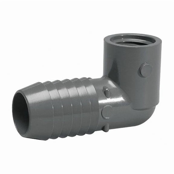 PVC Reducing Elbow, 90 Degrees, Insert x FNPT, 1 1/2 in x 1 in Pipe Size