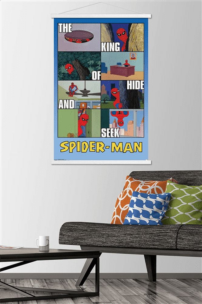 Marvel Comics - Spider-Man - Hide and Seek Wall Poster with Wooden Magnetic Frame, 22.375" x 34"