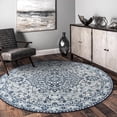 thumbnail image 6 of DweIke Traditional Vintage Overdyed Retro Accent Rug,Non-Slip Boho Ethnic Retro Non-Shedding & Easy Care Carpet for Living Room/Bedroom 5'x5' Light Blue, 6 of 7