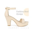 thumbnail image 4 of BLISSFUL STEP Platform Chunky Heel Sandals for Women Beige 8.5, 4 of 7