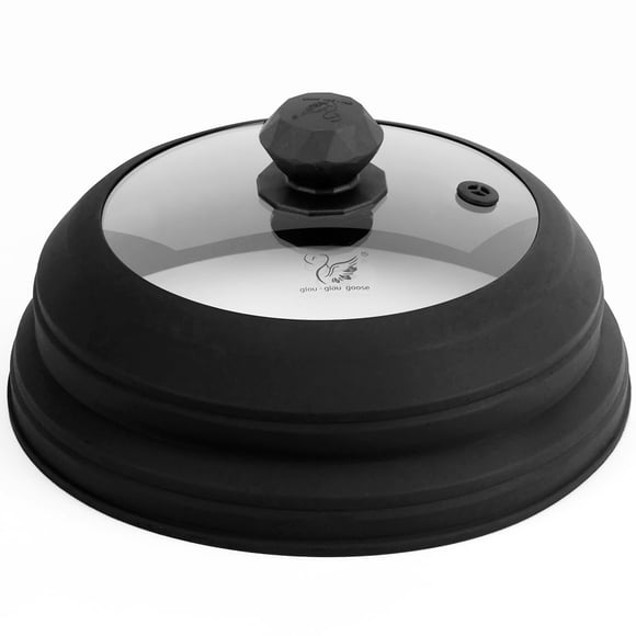 Couvercle Anti-Éclaboussures pour Micro-Ondes, Couvercle en Verre Ventilé, Pare-Éclaboussures avec Silicone Pliable pour Aliments comme Couvercle de Casserole, Couvercle d'Assiette 10,8 Pouces pour 6