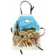 thumbnail image 1 of Landscape Apron, Illustration of Windmillnd Hay Bales Harvest Season, Unisex Kitchen Bib with Adjustable Neck for Cooking Gardening, Adult Size, Pale Brown Earth Yellow, by Ambesonne, 1 of 4