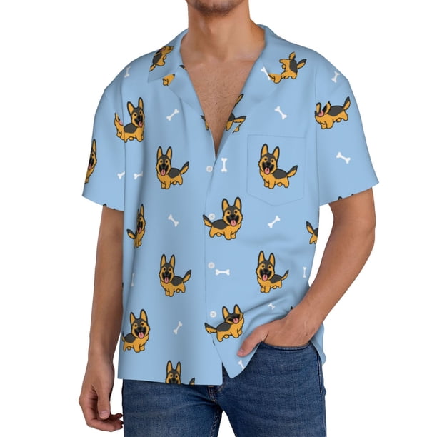 Fotbe Cute Puppy Camisa Estampada de Manga Corta para Hombre, Casual de Verano, Estilo Playero, Sin Arrugas-4X-Large