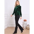 thumbnail image 4 of DARING DIVA Women's Vintage Velvet Long Sleeve Button Down Shirt Blouse XS Green, 4 of 6