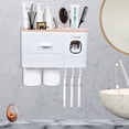 thumbnail image 1 of Wall Mounted Toothbrush Holder for Bathroom, Automatic Toothpaste Dispenser Kit with Magnetic Cups Kids & Family Set Toothbrush Holders, Storage Rack & Easy Install, Durable Space-Saving,Blue, 1 of 7