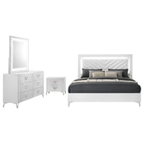 Cassia 4-piece Queen LED Bedroom Set White High Gloss
