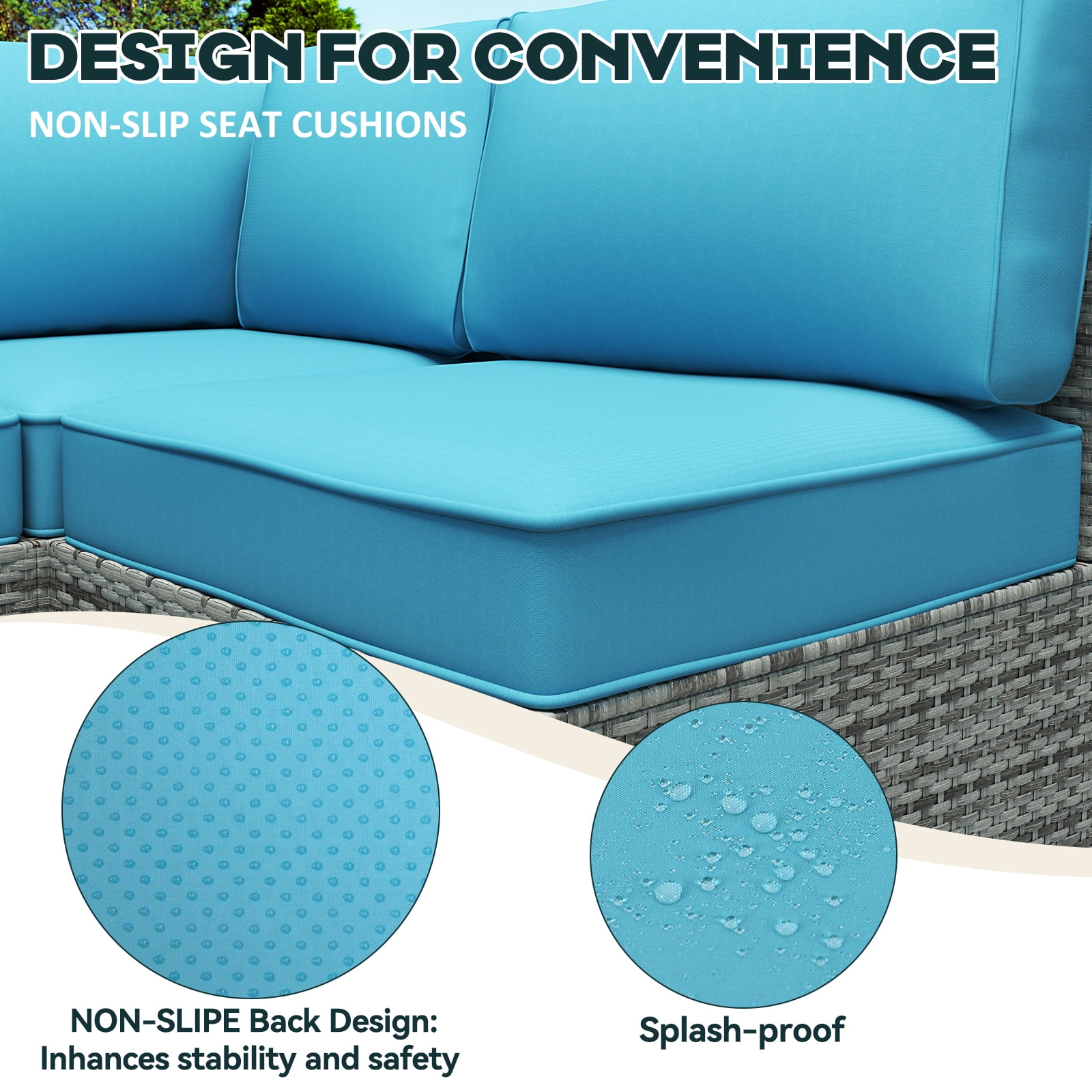 Outdoor Cushions Set of 14 for 7 Pieces Sectional Rattan Conversation Sets,Outdoor Furniture Replacement Cushions for Patio Furniture,4-INCH Replacement Sofa Cushions