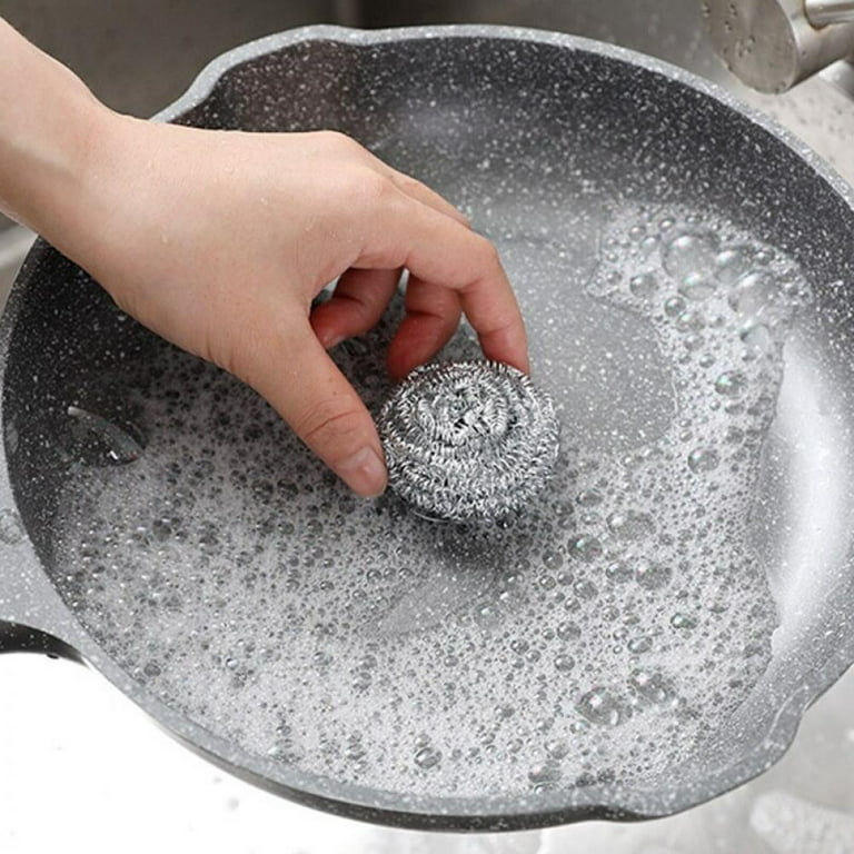 Stainless Steel Mesh Bag Silicone Cleaning Brush Scrubber Rustproof Kitchen  Pot Woks Cast Iron Cleaner Cookware BBQ Clean Tool