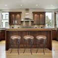 thumbnail image 5 of Kira Home Monarch 30" Backless Swivel Bar Stool, Old Steel Finish, Brown Faux Leather Seat, 5 of 6