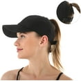 thumbnail image 5 of Muryobao Women Female Criss Cross Ponytail Baseball Cap Adjustable High Messy Bun Ponycap Trucker Hats Quick Drying Mesh Dad Hat for Outdoor Sports Travel Black, 5 of 7