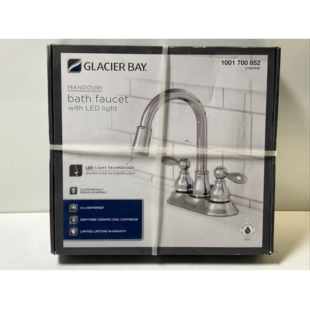 Glacier Bay Mandouri 1001 700 852 4” 2-Handle LED Bathroom Faucet Chrome