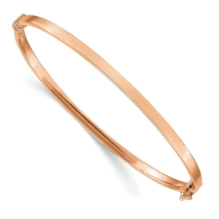 14k Rose Gold Hinged Bangle Bracelet Cuff Expandable Stackable 7 Inch Fine Jewelry For Women Gift Set