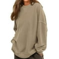 thumbnail image 2 of Autumn Spring Sweatshirts for Women Plus Size Soft Womens Sweatshirt Cozy Long Sleeves Solid Color Crew Neck Pullover Shirts No Hoods Party Casual Daily Essential, 2 of 9