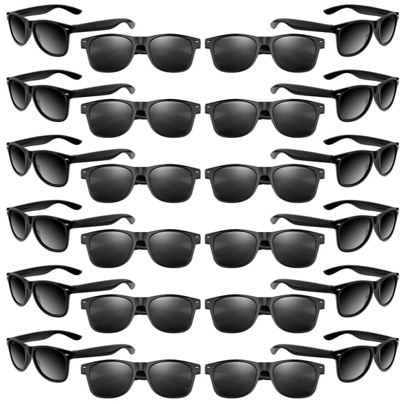 Gafas de sol ASTARON negras de plástico, paquete de 24, armazón de 14,5 cm