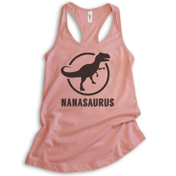Nanasaurus Tank Top, Ladies Racerback Tank Top, Nana Tank, Family Dinosaur Tank, Desert Pink, Medium