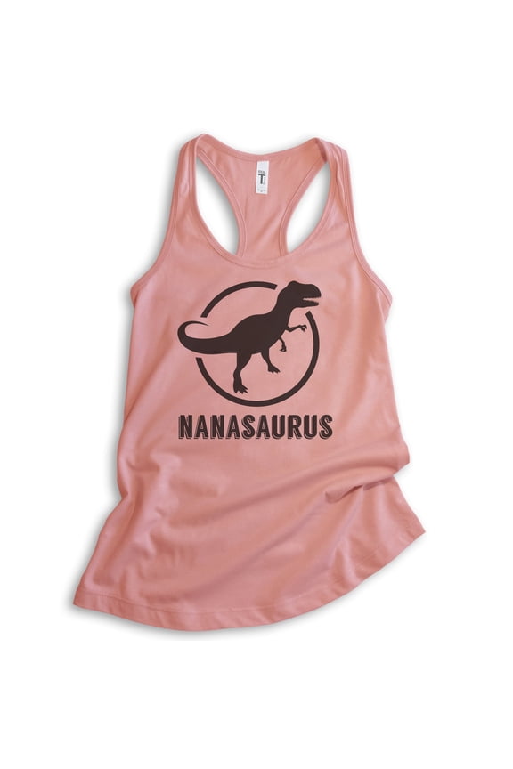 Nanasaurus Tank Top, Ladies Racerback Tank Top, Nana Tank, Family Dinosaur Tank, Desert Pink, Small